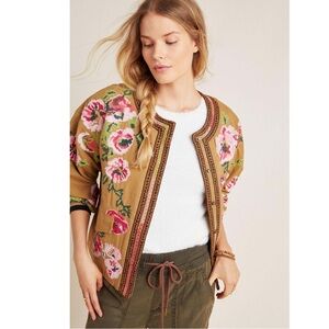 ANTHROPOLOGIE NEEDLEPOINT BOMBER JACKET